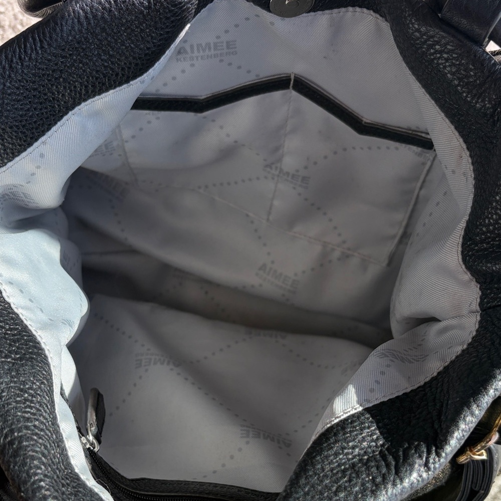 Aimee Kestenberg Black and Metallic Gold Shoulder Bag with Top Handles - Picture 10 of 12